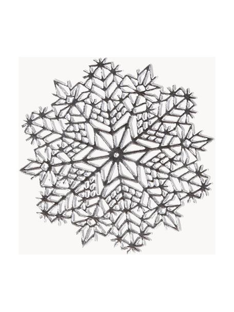 Placemats Snowflake in zilverkleurig, 6 stuks, Kunststof, Zilverkleurig, Ø 10 x H 1 cm