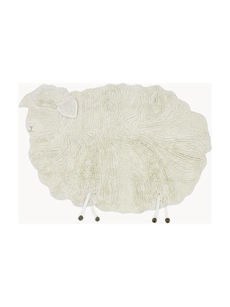 Handgeweven wollen kindervloerkleed Sheep met hoog-laag effect, Onderzijde: 100% katoen Bij wollen vl, Off White, B 120 x L 170 cm (maat S)