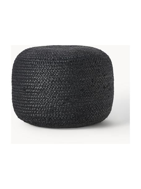 Pouf en jute artisanal Bono, Anthracite, Ø 50 x haut. 36 cm