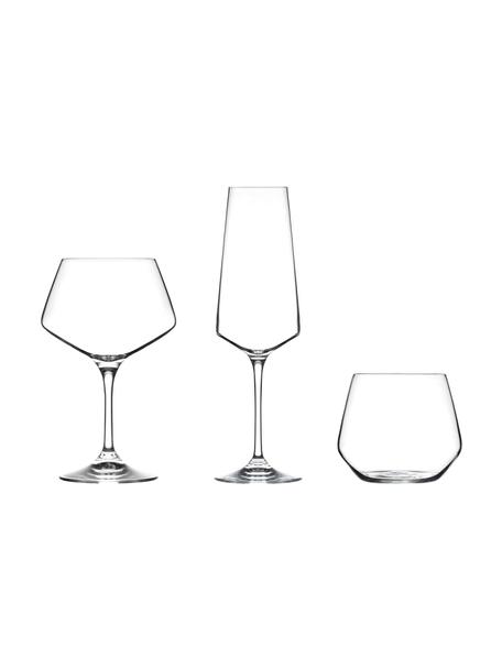 Set 18 bicchieri vino in cristallo con rilievo scanalato Timeless (6 persone), Cristallo, Trasparente, Set in varie misure
