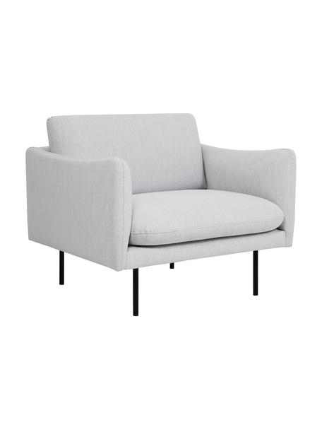 Poltrona con gambe in metallo Moby, Rivestimento: poliestere Con 60.000 cic, Struttura: legno di pino massiccio, , Gambe: metallo verniciato a polv, Tessuto grigio chiaro, Larg. 90 x Prof. 90 cm