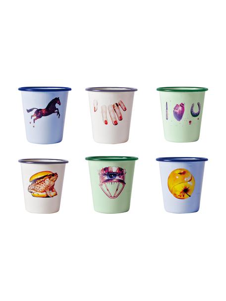 Set 6 tazze senza manico Apple, Metallo verniciato, Multicolore, Ø 9 x Alt. 9 cm
