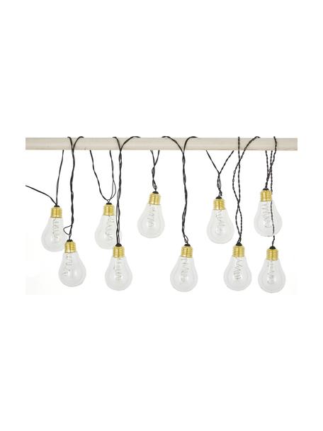 LED lichtslinger Bulb, 360 cm, 10 lampions, Lampions: kunststof, Fitting: metaal, Transparant, goudkleurig, L 360 cm