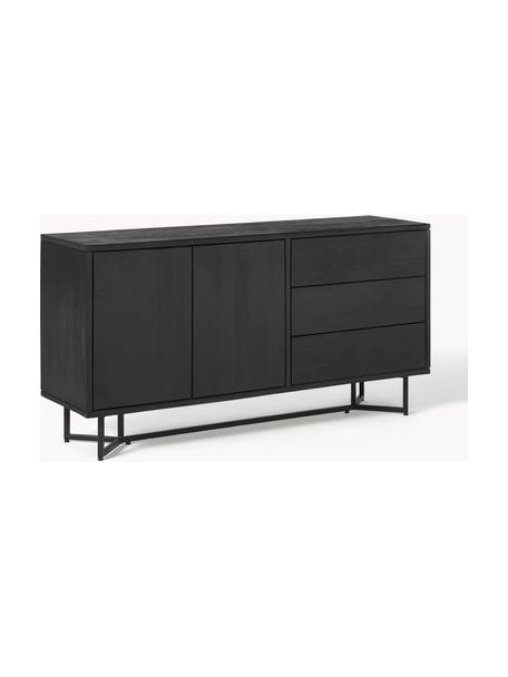 Credenza in legno di mango Luca, Struttura: metallo verniciato a polv, Legno di mango laccato nero, Larg. 160 x Alt. 80 cm