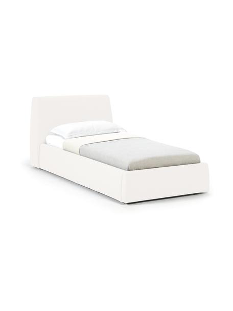 Cama individual Cloud, Tapizado: tejido finamente texturiz, Estructura: madera de pino y roble ma, Patas: madera pintada El materia, Tejido Off White, An 90 x L 200 cm