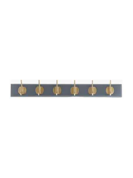 Wandkapstok Edgy van hout met 6 haken, Lijst: gelakt MDF, Grijs, goudkleurig, B 60 cm