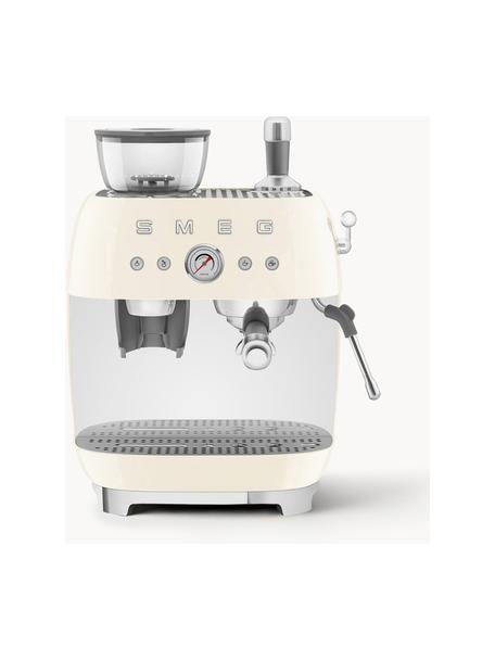 Kaffeemaschine 50's Style mit Siebträger, Aluminium-Druckguss, Edelstahl, Kunststoff, Off White, glänzend, B 45 x H 50 cm