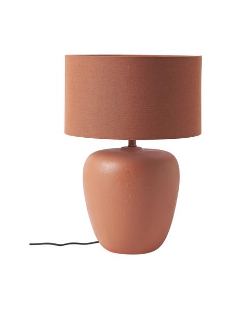 Lampada grande da tavolo in ceramica color terracotta Eileen, Paralume: lino (100 % poliestere), Base della lampada: ceramica, Terracotta, Ø 33 x Alt. 48 cm