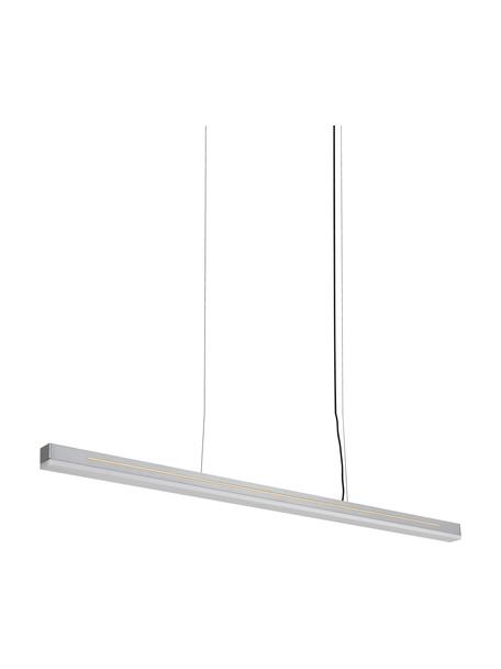 Grote LED hanglamp Skylar in zilverkleur, Lampenkap: gecoat aluminium, Diffuser: kunststof, Baldakijn: gecoat aluminium, Zilverkleurig, 115 x 4 cm