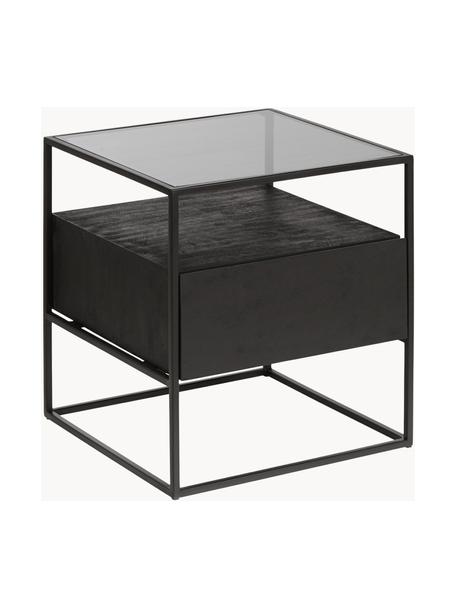 Table d'appoint Theodor, Manguier, cadre noir, larg. 45 x haut. 50 cm