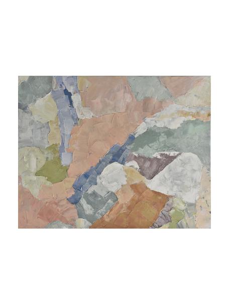 Handbeschilderde canvasdoek Nubi Pastello, Meerkleurig, B 150 x H 120 cm