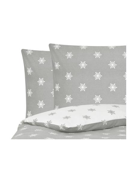 Flanelová obojstranná posteľná bielizeň Alba, Svetlosivá, biela, 200 x 200 cm + 2 vankúš 80 x 80 cm