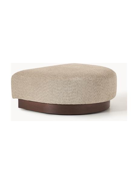 Sofa-Hocker Natalie aus Teddy-Bouclé, Bezug: Teddy-Bouclé (100 % Polye, Gestell: mitteldichte Holzfaserpla, Sockel: Massives Buchenholz, lack, Teddy-Bouclé Beige, dunkles Buchenholz, B 91 x T 107 cm