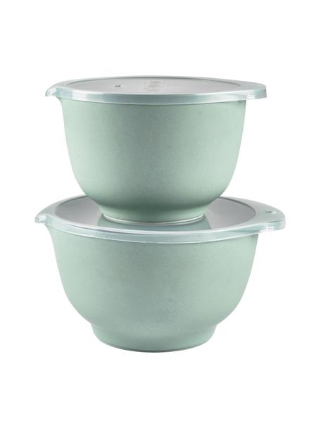 Set de cuencos con tapadera Margrethe, 2 uds., Melamina, Verde claro, Set de diferentes tamaños