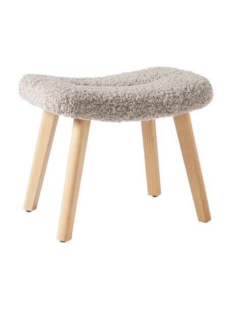 Teddy-Hocker Wing, Bezug: 100 % Polyester (Teddyfel, Teddy Grau, Birkenholz, B 50 x H 41 cm