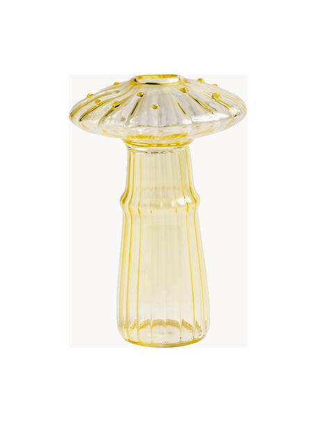Jarrón de vidrio Mushroom, 14 cm, Vidrio, Amarillo claro, Ø 9 x Al 14 cm