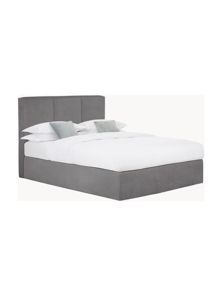 Boxspringbed Oberon, Matras: 5-zones pocketvering, Poten: kunststof, Geweven stof antraciet, B 140 x L 200 cm, hardheidsgraad H2