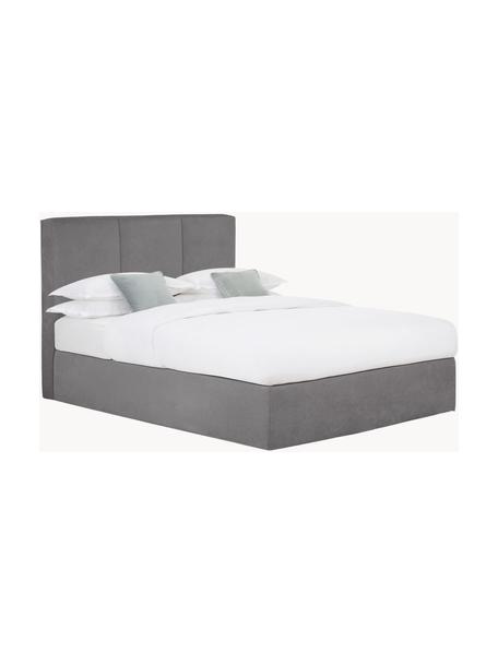 Boxspringbed Oberon, Matras: 5-zones pocketvering, Poten: kunststof Dit product is , Geweven stof antraciet, B 140 x L 200 cm, hardheidsgraad H2