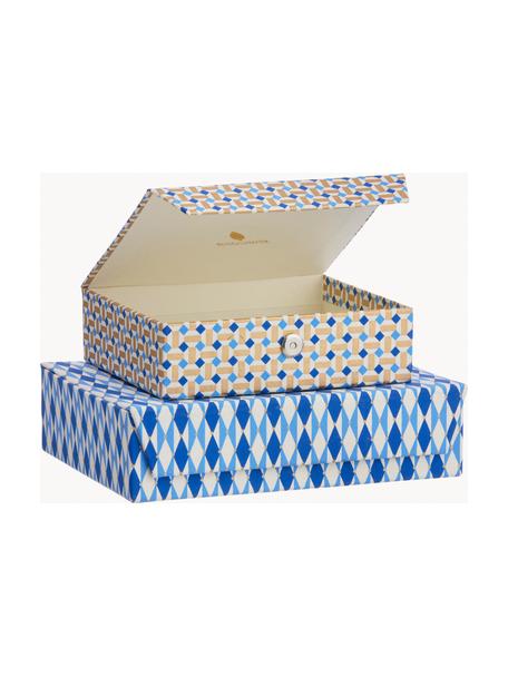 Boîtes de rangement Kalaiya Riviera, 2 élém., Tons bleus, doré, Lot de différentes tailles