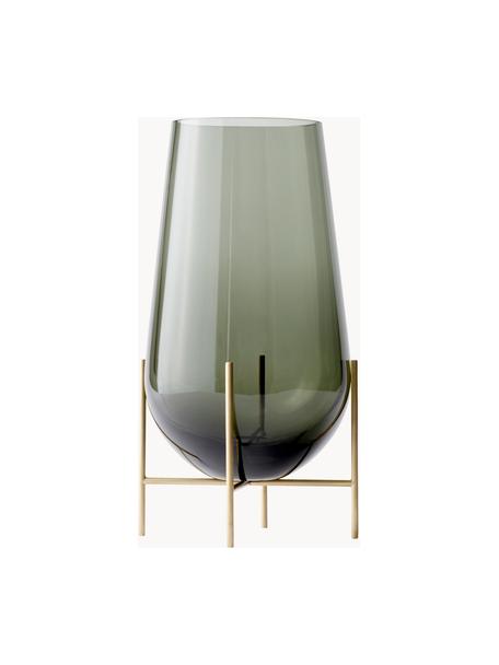 Mundgeblasene Bodenvase Échasse, Gestell: Messing, Vase: Glas, mundgeblasen, Grün, Goldfarben, Ø 30 x H 60 cm