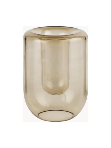Mundgeblasene Glas-Vase Opal, H 20 cm, Glas, mundgeblasen, Beige, transparent, Ø 14 x H 20 cm