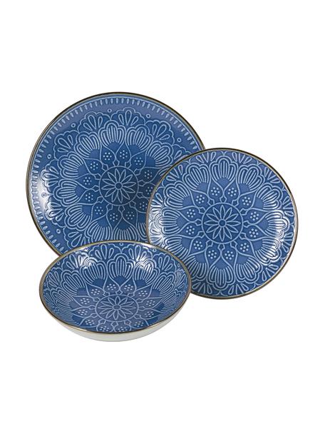 Set piatti per 6 persone Baku (18 pezzi), Ceramica, Blu, Set in varie misure