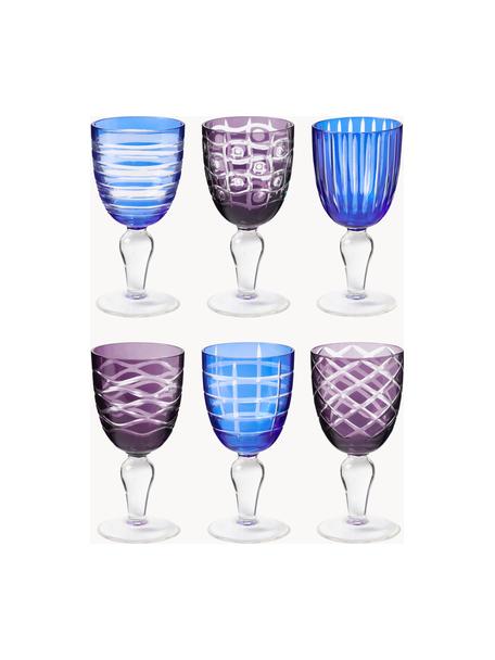 Komplet kieliszków do wina Cobalt, 6 elem., Szkło, Niebieski, lila, transparentny, Ø 9 x W 17 cm, 250 ml