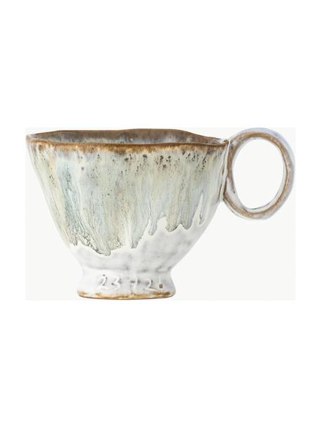 Handgefertigte Tasse Imogen, Steingut, Salbeigrün, Weiß, Mehrfarbig, Ø 9 x H 7 cm, 175 ml