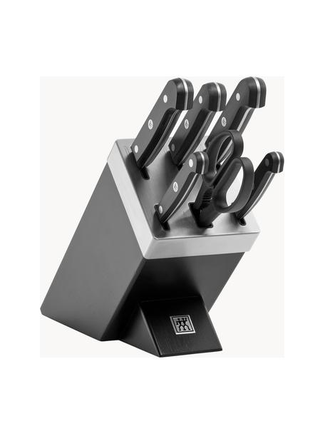 Selbstschärfender Messerblock Gourmet, 7er-Set, Messer: Edelstahl, Griff: Kunststoff, Schwarz, Set mit verschiedenen Größen