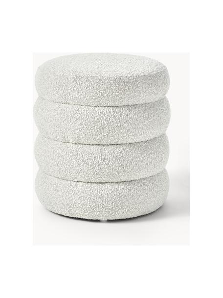 Pouf en tissu bouclé Alto, En tissu bouclé blanc cassé, Ø 42 x haut. 47 cm