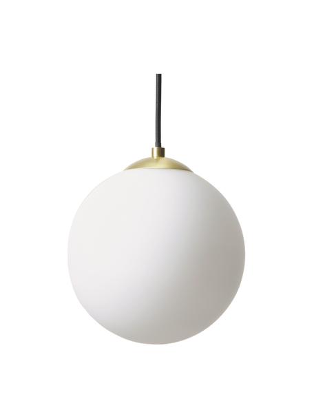Lampa wisząca ze szkła opalowego Beth, Biały, mosiądz, Ø 20 cm