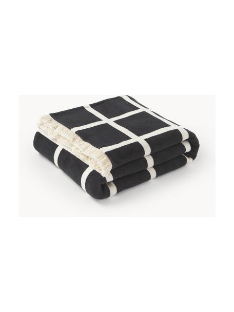 Coperta con frange Edison, 100% cotone

Il materiale utilizzato in questo prodotto è testato per le sostanze nocive e certificato secondo lo STANDARD 100 by OEKO-TEX®, 5726CIT, CITEVE., Nero, bianco crema, Larg. 130 x Lung. 170 cm