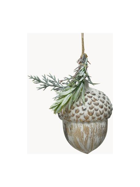 Dekoracja wisząca Acorn, 2 szt., Drewno naturalne, Beżowy, zielony, Ø 6 x W 9 cm