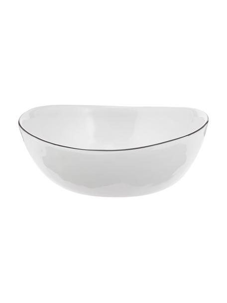 Ciotola fatta a mano Salt 4 pz, Ø 17 cm, Porcellana, Bianco latteo con bordo nero, Larg. 17 x Prof. 15 cm
