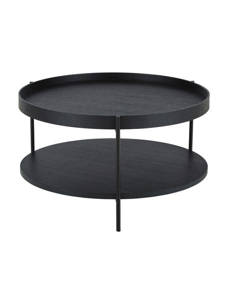 Ronde houten salontafel Renee in zwart, Frame: gepoedercoat metaal, Zwart, Ø 69 x H 39 cm