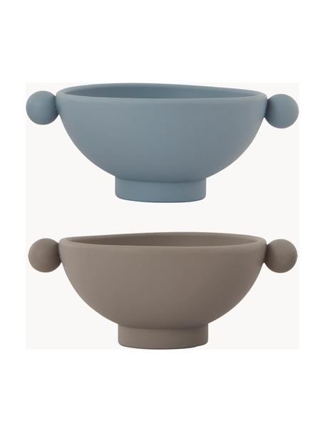 Bols pour enfant Inka, 2 élém., 100 % silicone, Grège, gris-bleu, Ø 11 x haut. 6 cm