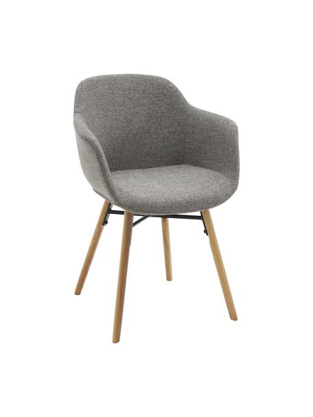 Židle s područkami s úzkým skořepinovým sedákem Fiji, Tmavě šedá, dubové dřevo, Š 59 cm, H 55 cm