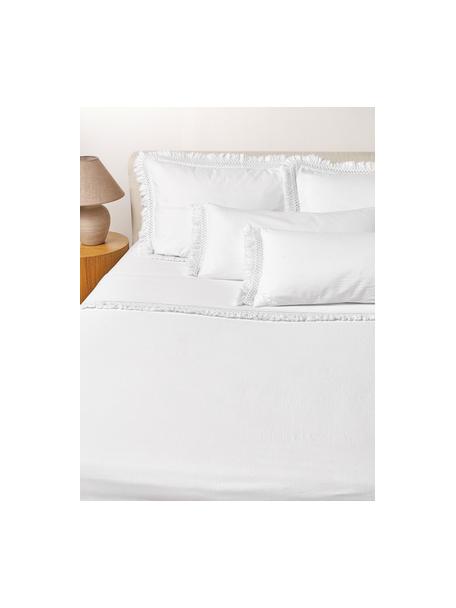 Drap-housse en coton délavé Abra, Blanc, larg. 180 x long. 280 cm