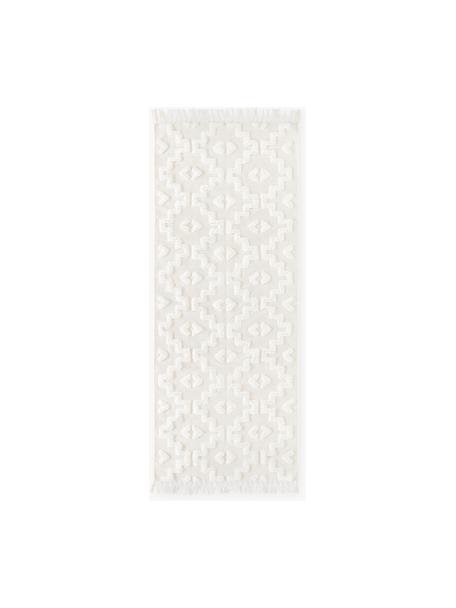 Tapis de couloir tissé main Idris, 100 % coton, Blanc crème, larg. 80 x long. 200 cm