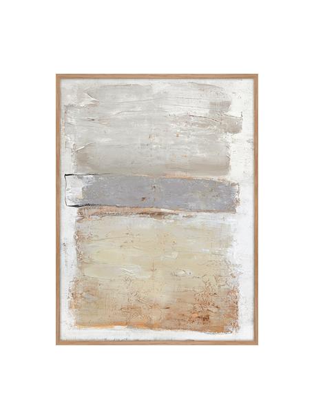 Tela dipinta a mano con cornice in legno Scenario, Struttura: legno di quercia, Beige, grigio, Larg. 92 x Alt. 120 cm