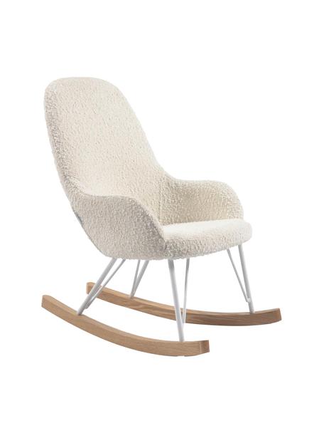 Fauteuil à bascule tissu bouclé Joey, Tissu bouclé blanc crème, larg. 43 x prof. 60 cm