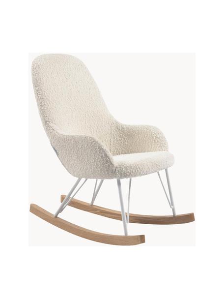 Fauteuil à bascule bouclé pour enfants Joey, Tissu bouclé blanc crème, larg. 43 x prof. 60 cm