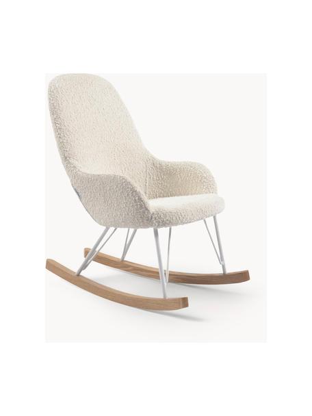 Fauteuil à bascule bouclé pour enfant Joey, Bouclé blanc cassé, bois de frêne, larg. 43 x prof. 60 cm