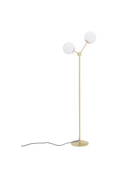 Stehlampe Aurelia aus Opalglas, Lampenfuß: Metall, vermessingt, Weiß, Messingfarben, Ø 25 x H 155 cm
