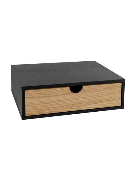 Nástěnný noční stolek se zásuvkou Farsta, Dřevotřísková deska, MDF deska (dřevovláknitá deska střední hustoty) s dubovou dýhou, certifikace FSC®, Dubové dřevo, černá, Š 40 cm, V 15 cm