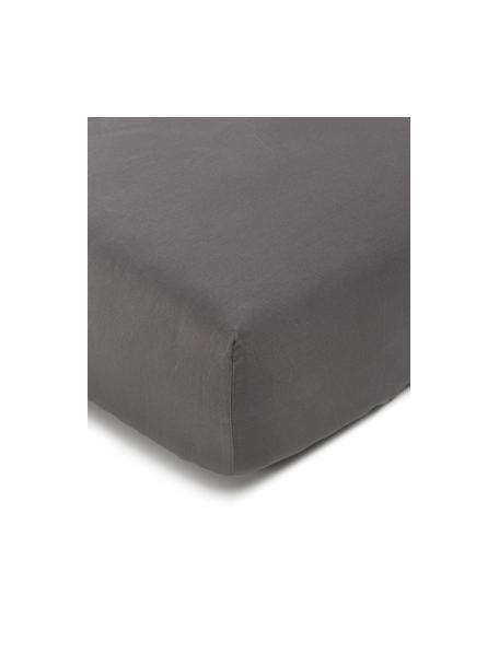 Lenzuolo con angoli in cotone biologico grigio scuro Premium, Grigio scuro, Larg. 90 x Lung. 200 cm