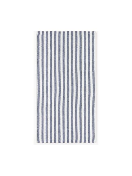 Tapis d'intérieur/extérieur tissé à la main Lyla, 100 % polyester, certifié GRS, Blanc, bleu foncé, larg. 80 x long. 150 cm (taille XS)