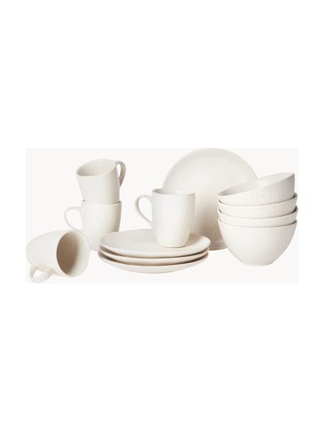 Handgemachtes Frühstücks-Set Nordic Vanilla, 4 Personen (12-tlg.), Steingut, Cremeweiß, gesprenkelt, Set mit verschiedenen Größen