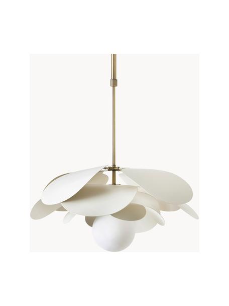 Lampada a sospensione di design Peony, Paralume: metallo rivestito, Baldacchino: metallo rivestito, Struttura: metallo rivestito, Bianco sporco, dorato, Ø 45 x Alt. 31 cm