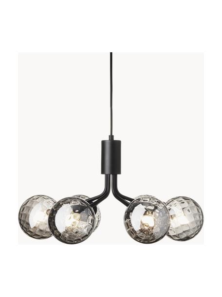 Lámpara de techo de vidrio Apiales, Cable: cubierto en tela, Negro, gris transparente, Ø 50 x Al 26 cm